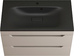 Style Line Тумба с кварцевой раковиной антрацит Остин 80 подвесная крем – фотография-1